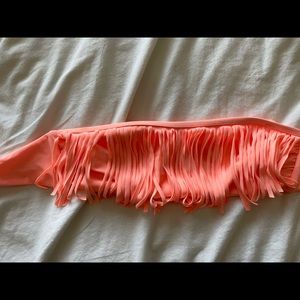 Orange fringe bikini bandeau S